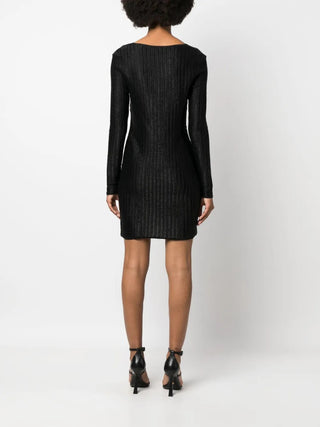 Tom Ford Womens Metallic Heart Neck Mini Dress In Black