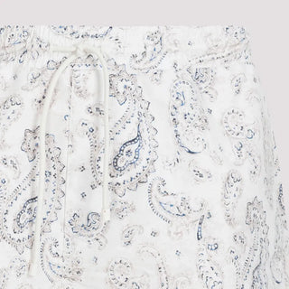 Brunello Cucinelli Mens Beige & Black Paisley Logo-Embroidered Swim Trunks