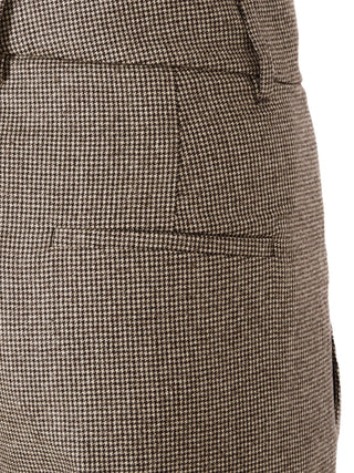Brunello Cucinelli Womens Black & Beige Patterned Wool Pant