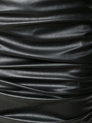 Tom Ford Womens Ruched Black Eco-Leather Midi Skirt