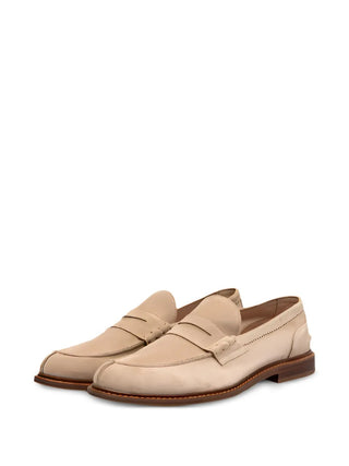 Brunello Cucinelli Mens Off White Suede Loafer