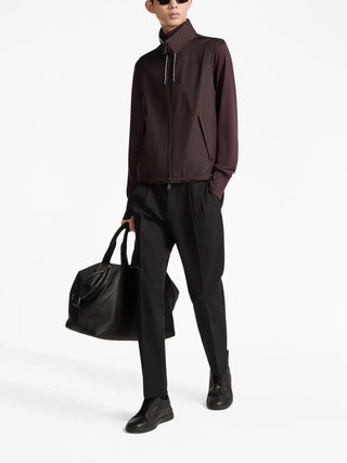 Zegna Mens Black Cotton & Wool Trousers
