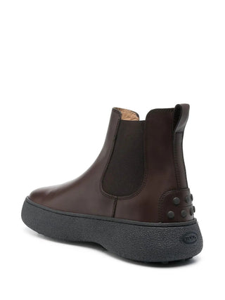 TODS Mens Brown Boots with Black Sole