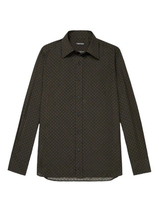 Tom Ford Mens Polka Dot Woven Shirt in Green
