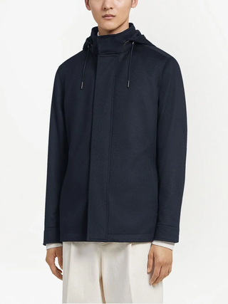 Zegna Mens Navy Cashmere Parka Jacket