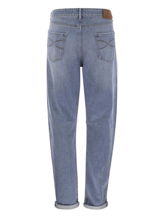 Brunello Cucinelli Mens Cotton Leisure Fit Light Wash Denim Jean