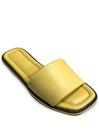Brunello Cucinelli New Women's Yellow Monili Embroidered Slippers