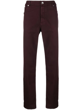 Brunello Cucinelli Mens Straight Leg Jeans in Bordeaux