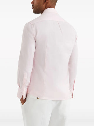 Brunello Cucinelli Mens Slim Fit Pink Dress Shirt
