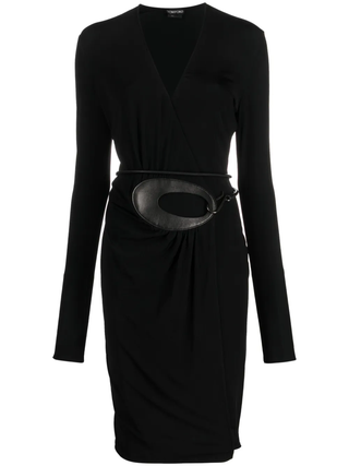 Tom Ford Womens Leather Jersey Dress In Black