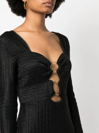 Tom Ford Womens Metallic Heart Neck Mini Dress In Black