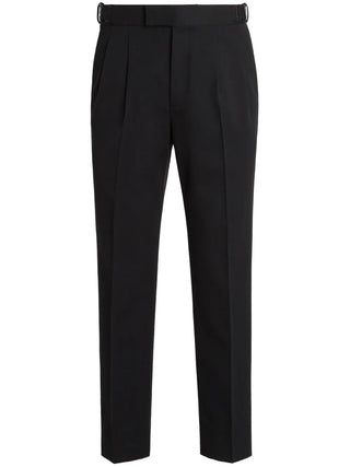 Zegna Mens Black Cotton & Wool Trousers