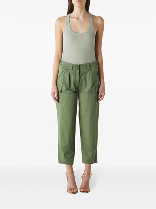 Tom Ford Womens Cotton Twill Pleated Cargo Pants In Green