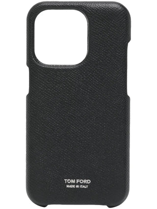 Tom Ford Mens Black iPHONE COVER XIV PRO In Silver
