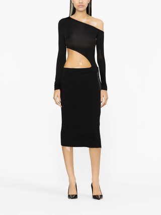 Tom Ford Womens Black Silk Blend Midi Pencil Skirt In Black