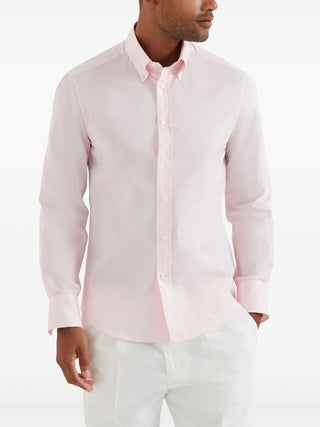 Brunello Cucinelli Mens Slim Fit Pink Dress Shirt