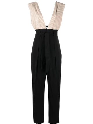 Brunello Cucinelli Womens Black & Beige SequinJumpsuit