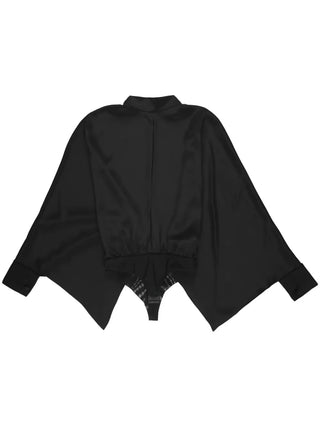 Tom Ford Womens Wide Sleeve Silk Bodysuit In Black