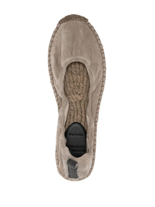 Brunello Cucinelli Seude Leather Women's Grey Espadrilles In Roccia + Ultra Black