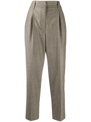 Brunello Cucinelli Womens Black & Beige Patterned Wool Pant