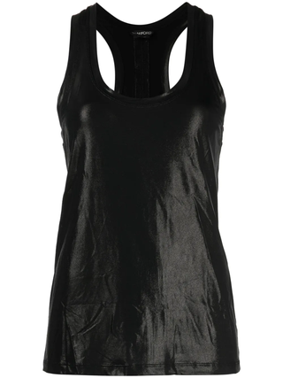 Tom Ford Womens Black Shiny Viscose Tank Top