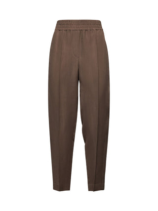 Brunello Cucinelli Womens Beige Viscose & Linen Trousers