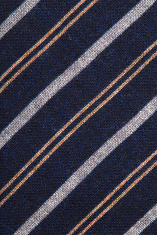 Brunello Cucinelli Blue and Grey Stripe Men's Tie