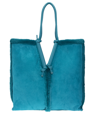 Bottega Veneta New Women's Suede Leather Bag In Turquoise Blue