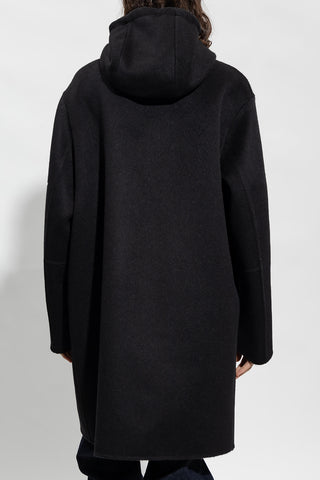 Bottega Veneta New Men's Wool Zip Up Coat In Black With Hood