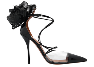 Alaia New Black Pumps Shoes With Decorative Floral Appliqué