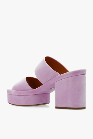 Chloe New Odina Pink Suede Leather Heel Platform Shoes