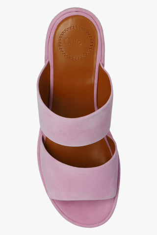 Chloe New Odina Pink Suede Leather Heel Platform Shoes