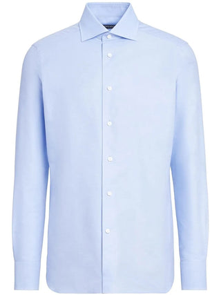 Zegna Mens Trofeo Cotton Shirt In Light Blue