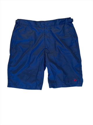 Isaia Mens Solid Navy Blue Waist Strap Swim Trunk