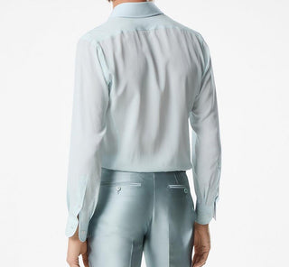 Tom Ford Aqua Blue Silk & Viscose Dress Shirt