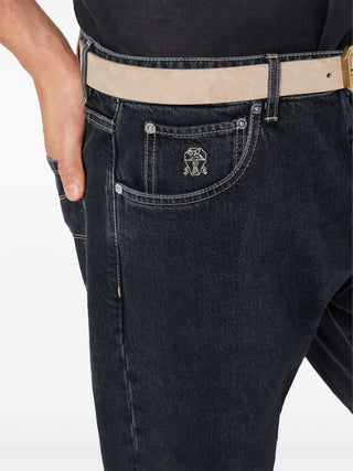 Brunello Cucinelli Mens Cotton Jeans In Dark Wash Denim