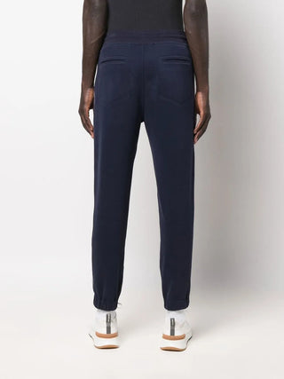 Brunello Cucinelli Mens Drawstring Slim-Cut Track Pants in Navy