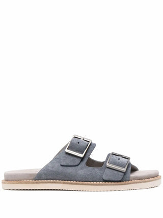 Brunello Cucinelli Men's Slippers In Blue/Gray