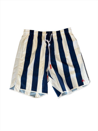 Isaia Mens Sailor Blue White Stripe Swim Trunks