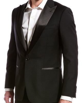 Cavalli Class New Mens 100% Wool Slim Fit Black Tuxedo Suit