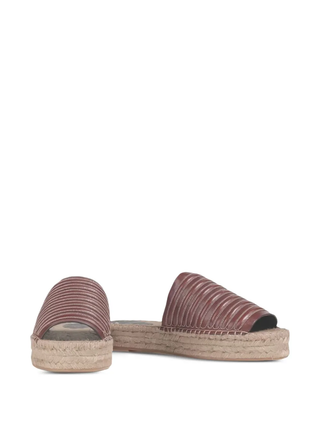 Brunello Cucinelli Leather Brown Detailed Sandal Slides Women's Slippers