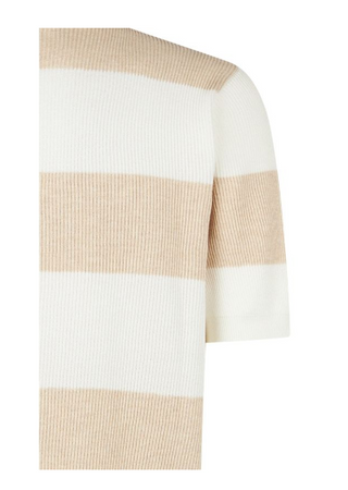 Brunello Cucinelli Mens White & Beige Ribbed Cotton Polo Shirt