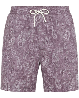 Brunello Cucinelli Mens Lilac & White Paisley Swim Shorts