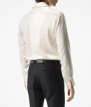 Tom Ford Men's White 100% Silk Button Down Dress Shirt