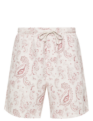 Brunello Cucinelli Mens Paisley-Print Swim Shorts In Red White