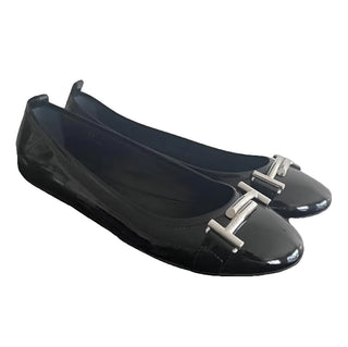 Tod’s Women’s Patent Black Leather Ballerina Flats