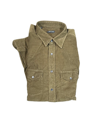 Tom Ford Mens Hunter Green Western Corduroy Shirt