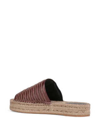 Brunello Cucinelli Leather Brown Detailed Sandal Slides Women's Slippers