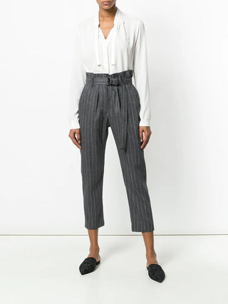Brunello Cucinelli Womens Pin Stripe PANTS In DARK GREY