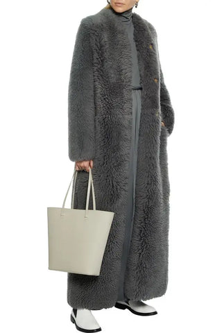 The Row Tralman Shearling Reversible Coat in Grey